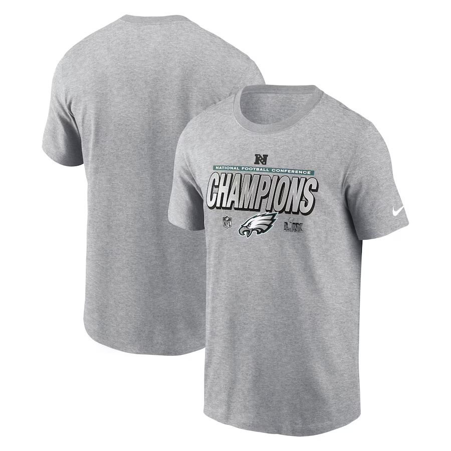 Men NFL Philadelphia Eagles grey 2025 long sleeve T shirts style 2->nfl t-shirts->Sports Accessory